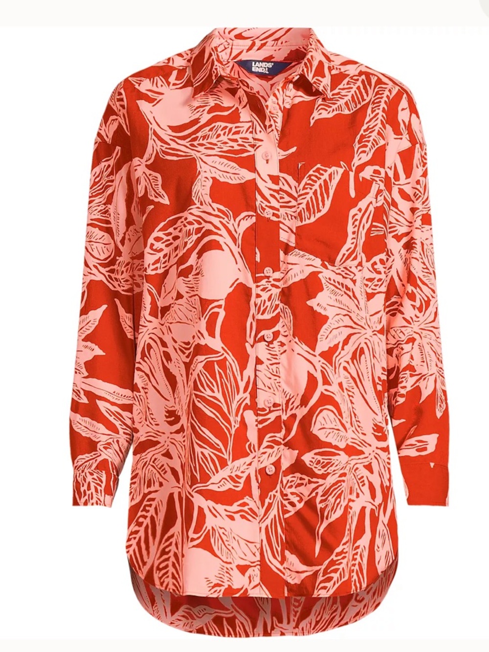 Lands End Women's Cotton Voile Billowy Oversized Shirt